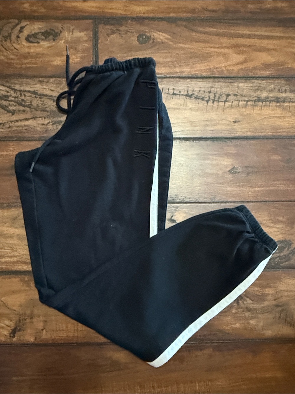 PINK Victoria's Secret Black Joggers with White Side Stripe